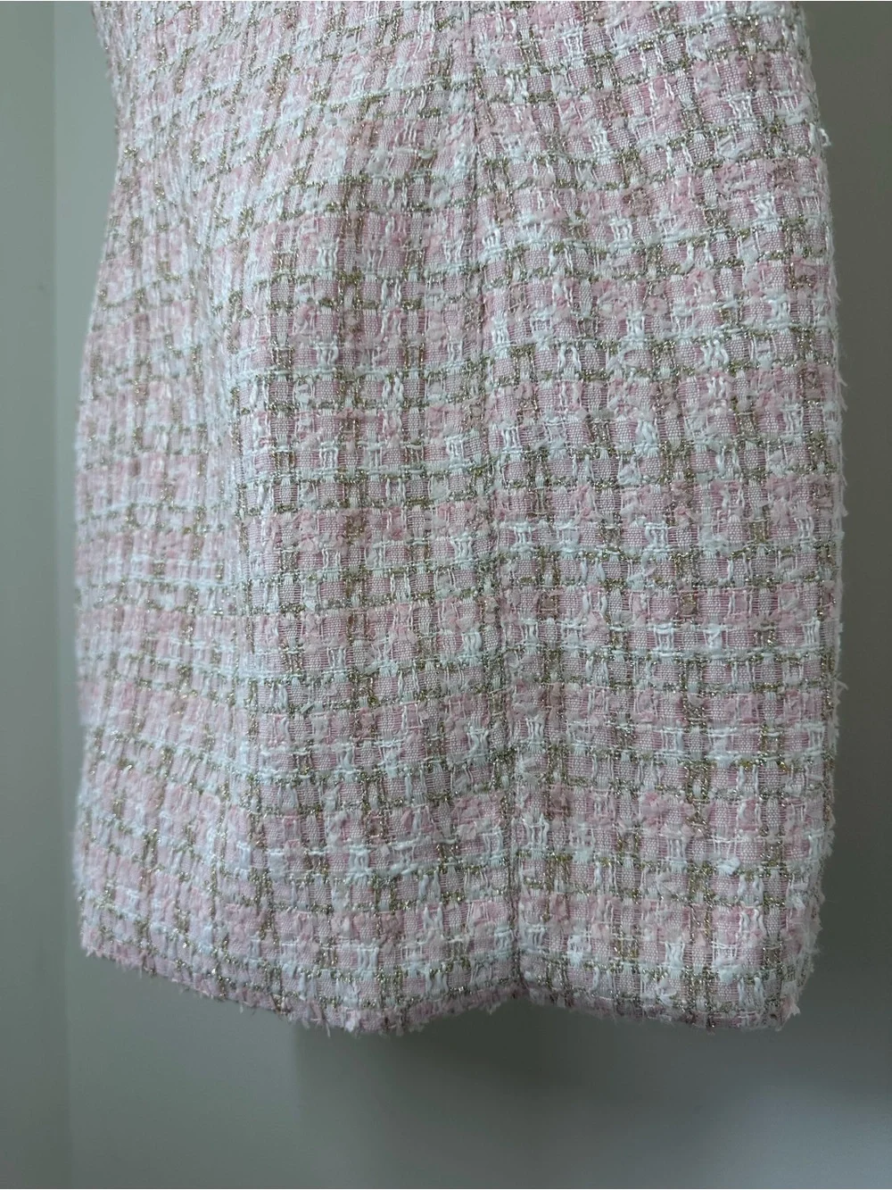 NWT Rumored Twiggy Tweed Square Neck Mini Dress in Pink Shimmer